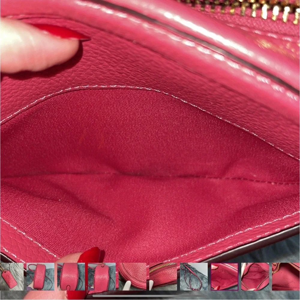 Coach Pink Leather Crossbody Bag with Embossed Design - Picture 10 of 14